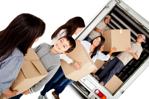 Professional packing boxes prepared for a Bloomsbury home move