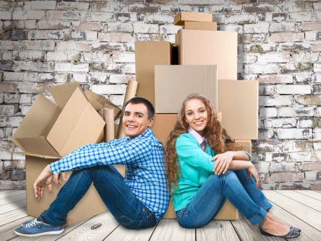 Assorted removal boxes and packing materials for central London relocation