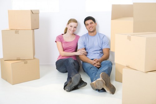 Boxes and furniture prepared for a local home removal in Bloomsbury