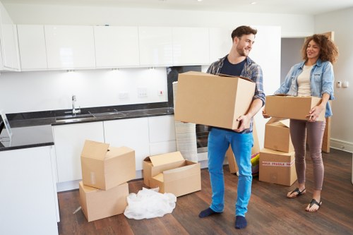 Packed van with secured items prepared for transport