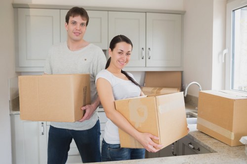 Office relocation items packed for a Bloomsbury removal van